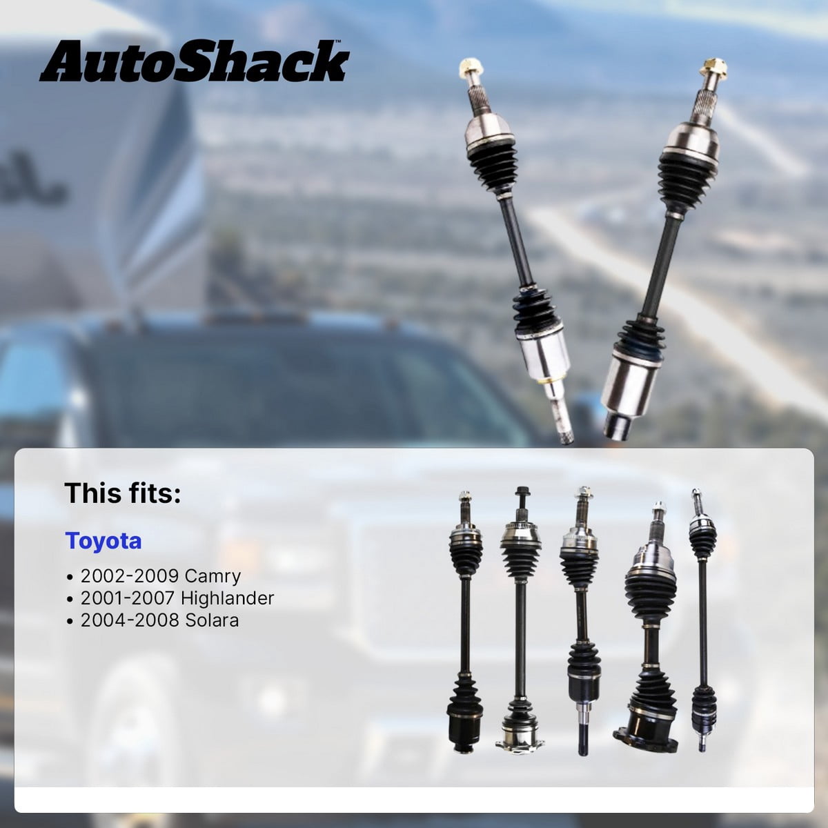 AutoShack Front CV Axle Shaft Assemblies for Toyota, Camry 2002-2009 Highlander 2001-2007 Solara 2004-2008, FWD L4 2.4L, Left and Right, Pair