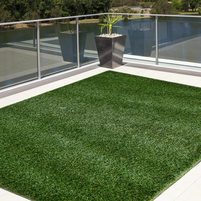 Artificial Thick Realistic Grass Mats & Turf Rugs Synthetic Grass in Many Custom Sizes and Widths with Finished Edges with Binding Tape