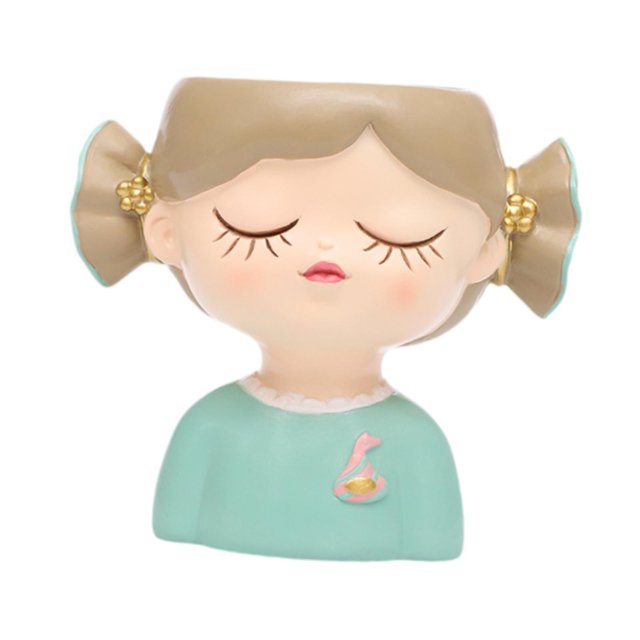Estatua de resina para niña, maceta organizadora, decoración para plantas de interior, maceta, florero, contenedor para plantas, para oficina, jardín, escritorio Ropa azul