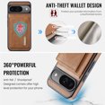 thumbnail image 6 of Allytechgroup Wallet Case for Google Pixel 9 / 9 Pro, PU Leather Wallet Case with Detachable Cards Holder Kickstand Support Wireless Charging Shockproof Protective Bumper for Women Men, Brown, 6 of 11