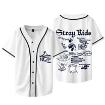 Kpop Stray Kids Hop Tracklist Baseball Jacket Tee Unisex HipHop V-neck Short Sleeve T-Shirts