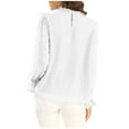 thumbnail image 4 of Blusa suelta sólida de chifón de manga larga con cuello redondo y cuello con volantes para mujer Fridja  bvmnju2201, 4 of 6