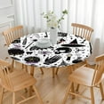 thumbnail image 3 of Black Halloween Witchcraft Elements Round Fitted Tablecloth with Elastic Edge,Dining Table Cover Waterproof,Outdoor Round Tablecloth for Camping,Dining,Indoor and Outdoor, 3 of 7