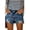 Navy, variant on ONLYSHE Stretchy Hot Pants Distressed Denim Shorts Frayed Hem with Pockets Blue M
