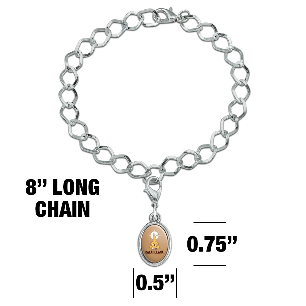 GRAPHICS & MORE Dalai Llama Funny Humor Silver Plated Bracelet with Antiqued Oval Charm