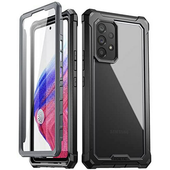 Poetic Guardian Case for Samsung Galaxy A53 5G, Clear Case with Built-in Screen Protector, Black