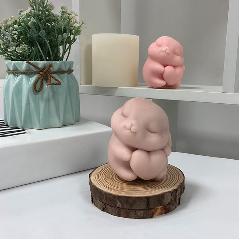 Cute Heart Rabbit Silicone Mold 3D Easter Candle Mould Soap Cake Decorating Tool