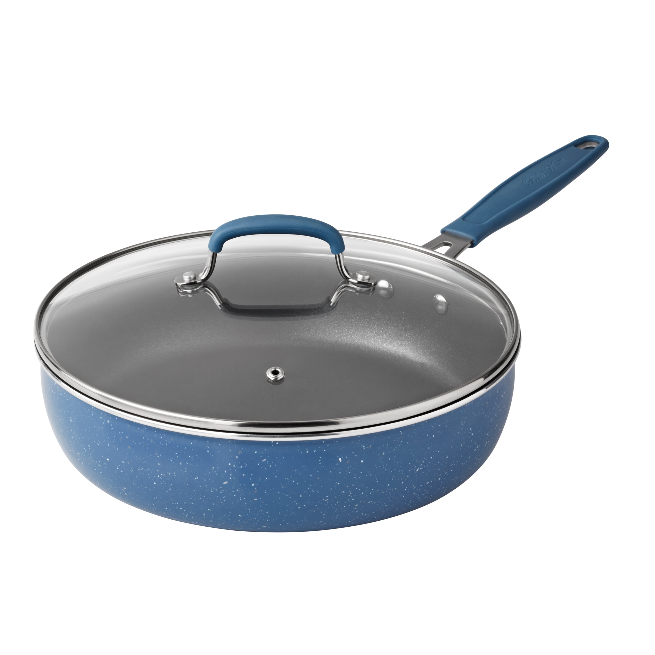 The Pioneer Woman Frontier Speckle 18 Piece Nonstick Aluminum Cookware Set, Blue