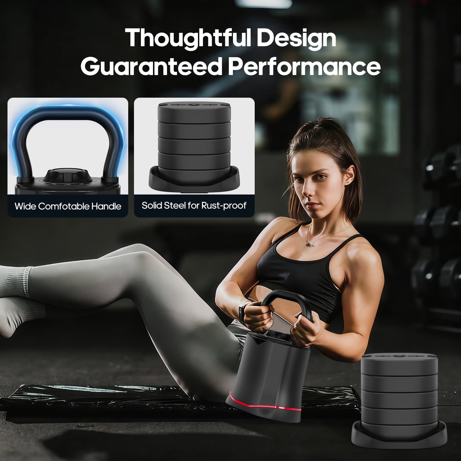 HXD-ERGO Adjustable Kettlebell, 6-in-1 Quick-Switch Kettlebell Sets (6.5-40 LBS) with Two-Way Rotation, Space Saving Kettlebells Adjustable Weight for Full Body Workouts at Home Gym