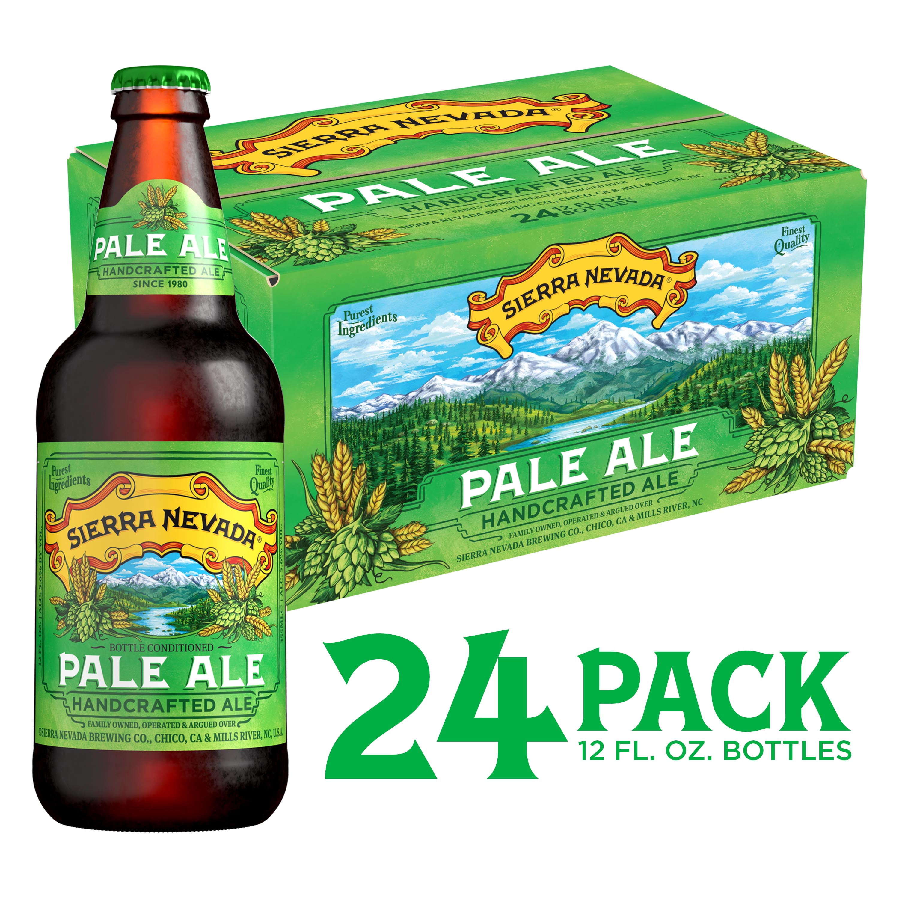 Sierra Nevada Pale Ale Craft Beer, 24 pack, 12 fl oz Glass Bottles, 5.6% ABV