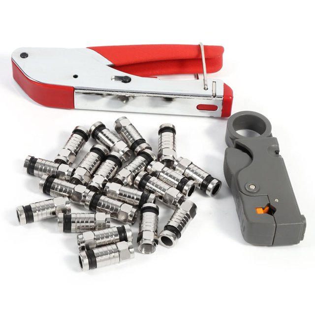 Kit de herramientas de compresión tipo F para conectores RG58, RG59 y RG6, pelacables, juego de crimpado coaxial