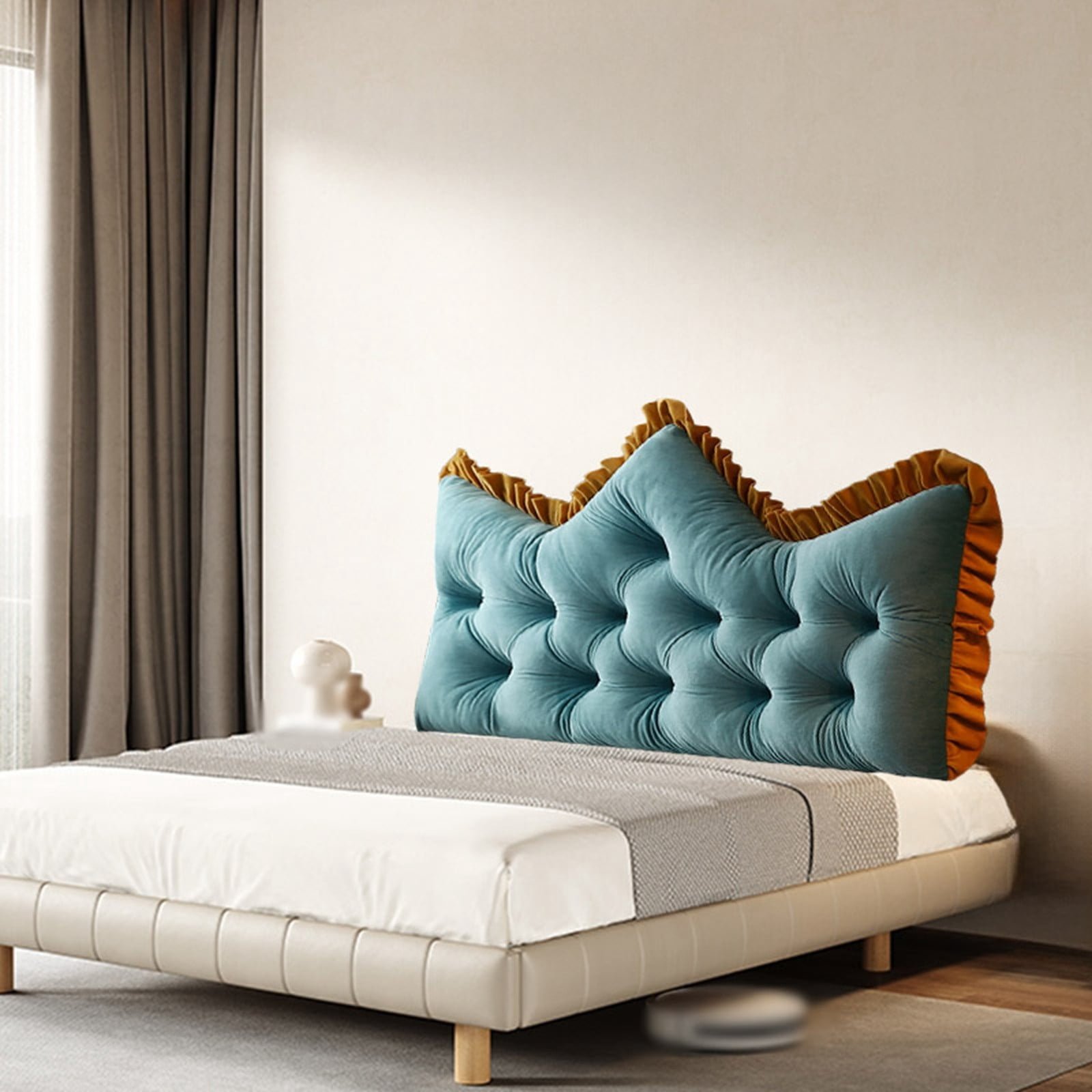 Velvet Headboard Wedge Pillow King Double Size Backrest Cushion for Bed with Removable Washable Cover Bedside Support Bolster Reading Pillow for Daybed Bunk Bed Dorm