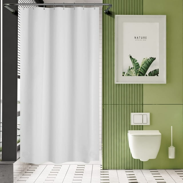 Cortina de ducha AmazerBath PEVA blanca de 120 x 180 cm con piedras pesadas