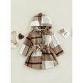 thumbnail image 2 of Bagilaanoe Toddler Baby Girl Hooded Jacket Plaid Long Sleeve Single-Breasted Shacket Coat with Belt 3M 6M 9M 12M 18M 24M 3T Kids Fall Casual Outwear, 2 of 8
