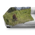 thumbnail image 3 of Bear Soft Flannel Fleece Blanket, Wildlife up in the Mountains Theme Furry Animal Carnivore Yellowstone Nature Habitat, Cozy Plush for Indoor and Outdoor Use, 70" x 90", Green Brown, by Ambesonne, 3 of 6