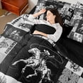 thumbnail image 5 of Homewish Western Cowboy Cowgirl Bedding Comforter Set 7pcs, Black Grey Patchwork Queen Bedding Sets, Rustic Farmhouse Reversible Queen Sheet Sets, Ultra Soft Bedroom Decor, 5 of 8