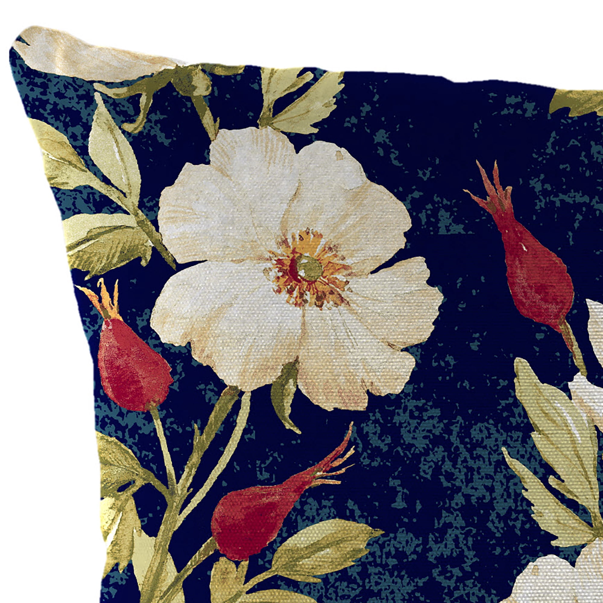 Jordan Manufacturing 22" x 22" Rose Garden Navy Floral Square Outdoor Throw Pillow (2 Pack)