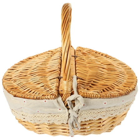 

HOMEMAXS Picnic Fruit Basket Picnic Storage Basket Convenient Bread Basket Wicker Basket with Lid