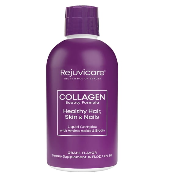 Rejuvicare Liquid Collagen Beauty Formula with Amino Acids, Protein and Biotin, Delicious Grape Flavor, 32 servings