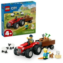 LEGO City Red Farm Tractor with Trailer & Sheep Toddler Learning Toy - Farm Toy with Tractor and Animal Figurines - Preschool Toy for Boys and Girls, Ages 4  - Gift for Birthdays and Holidays - 60461