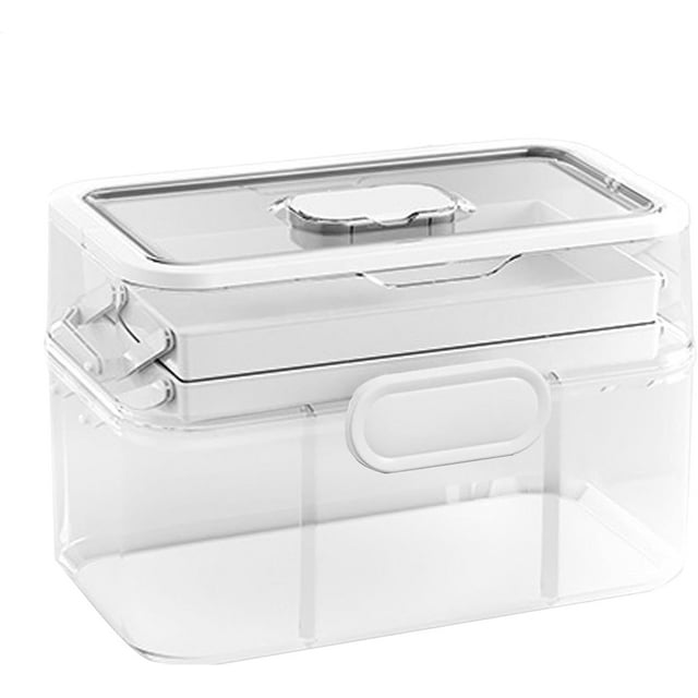 3-Tier Medicine Organizer,Portable Medicine Cabinet,Removable Small Medicine Box,Dustproof Family Size,Transparent Visual Design