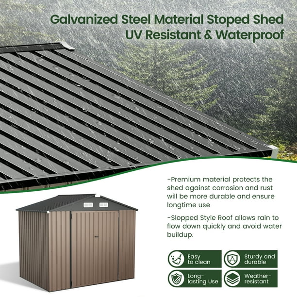 GVDV Metal Shed, 8 x 6 ft Metal Outdoor Storage Shed with Updated