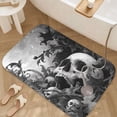 thumbnail image 3 of 1pc Skull among Leaves Absorbent Non-Slip Bathroom Thickened Flannel Rug Decor,Soft,Quick Drying,Suitable For Indoor/outdoor Use,Bathrooms,Bedrooms,Kitchens,Terrace,Laundry Rooms,16"x24", 3 of 9