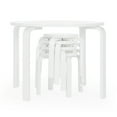 thumbnail image 4 of Guidecraft Kids' Nordic Table and Chairs Set - White: Wood Round Toddler Activity Table, Playroom Furniture with 4 Stacking Stools, 4 of 6