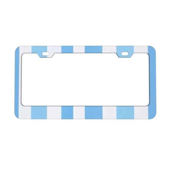 2piece License Plate Frame Metal Car Accessories License Plate Cover Fits Standard U.S. Vehicles 12.3x 6.3 Inches Light Blue Stripe_2