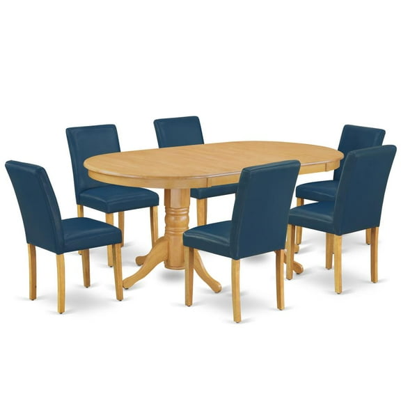 East West Furniture Dining Room Set Oak, VAAB7-OAK-55