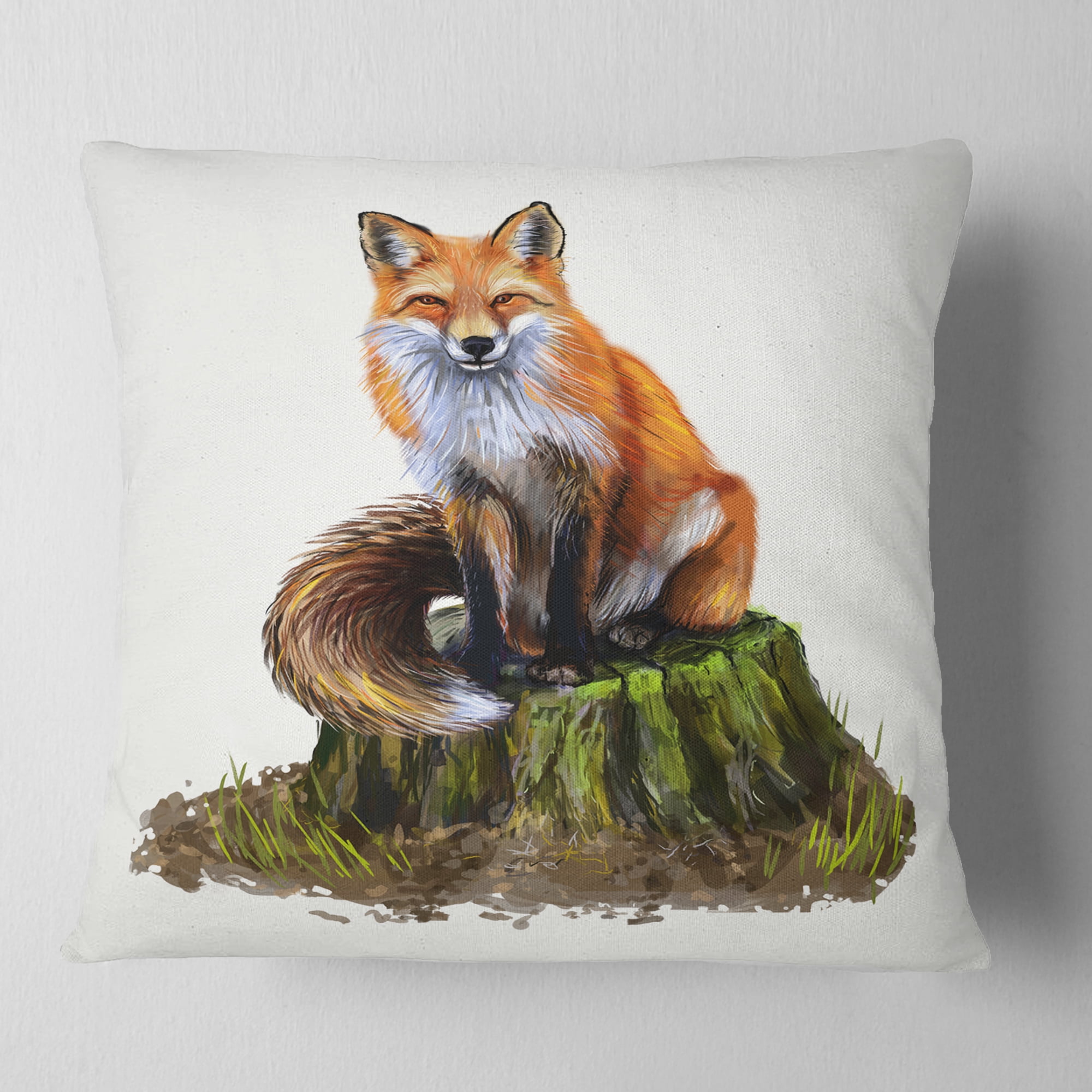 Designart The Clever Fox Illustration - Animal Throw Pillow - 18x18