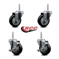 thumbnail image 2 of 3.5 Inch Black Poly Wheel Swivel 5/8 Inch Threaded Stem Caster Set 2 Brakes, 2 of 2