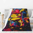 thumbnail image 1 of Manta polar de Pikachu, súper suave y acogedora, para niños. Características: súper suave, 101 x 76 cm., 1 of 8