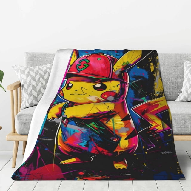 Manta polar de Pikachu, súper suave y acogedora, para niños. Características: súper suave, 101 x 76 cm.