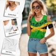 thumbnail image 4 of POLERO Women's Cold Shoulder Tops Short Sleeve V Neck T Shirts Basic Summer Tees Sexy Casual Cut Out Design Fashion Jamaica Graffiti Palm Tree Print S, 4 of 7