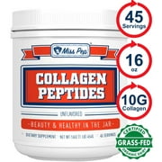 Miss Pep Collagen Peptides Protein Powder Unflavored Type I, II, III, V, X for Hair/Skin/Nails/Bones & Joints Support 16 oz 45 Servings Non-GMO