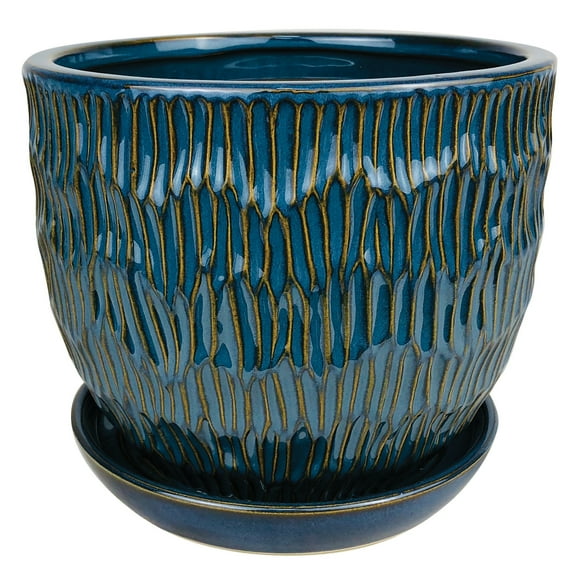Chiseled Planter - 5.5" x 4.75" - Dusty Blue