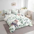 thumbnail image 3 of 7-Piece Cartoon Animal Bedding Queen Kawaii Elephant Comforter Set, Jungle Wildlife Bedding Comforter Sets Woodland Animal Bed in a Bag, Botanical Green Eucalyptus Bedding Accessories, 3 of 6