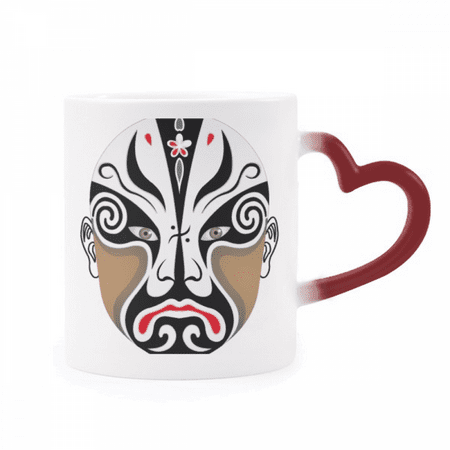 

Peking Opera Head Colorful Bailiangguan Heat Sensitive Mug Red Color Changing Stoneware Cup