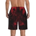 thumbnail image 3 of Kdxio Red Gothic Skeleton Throne Pattern Mens Casual Shorts - Drawstring Summer Beach Sports Shorts for Men, 3 of 5
