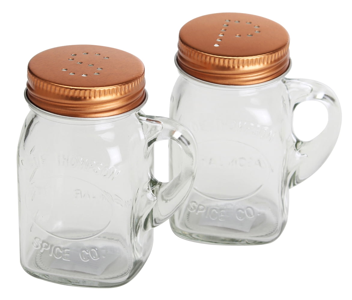Olde Thompson 377103 Mason Jar Salt and Pepper Shaker Set, Copper Lids