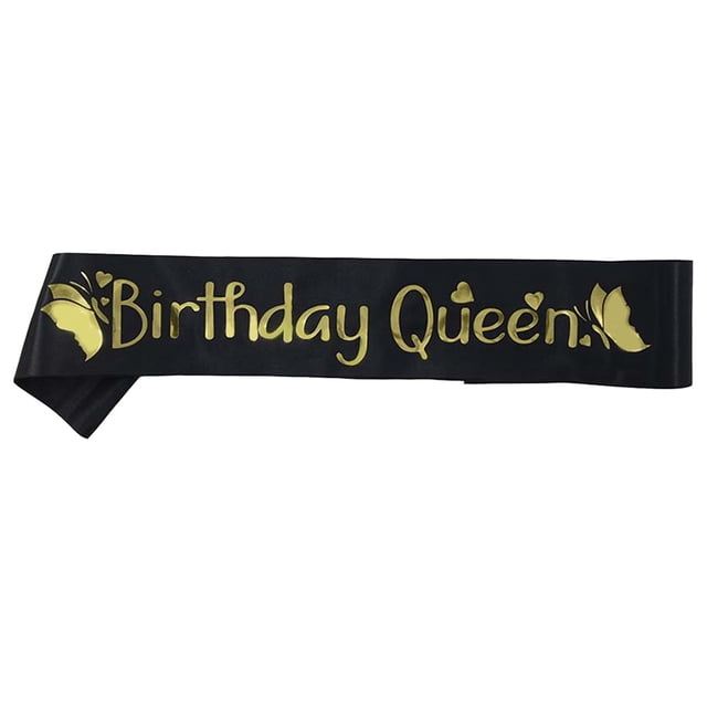 Shisuyan Birthday Party Sash Golden BIRTHDAY QUEEN Letters Etiquette Bands Pattern Satin Decorations Party Favors Accessories