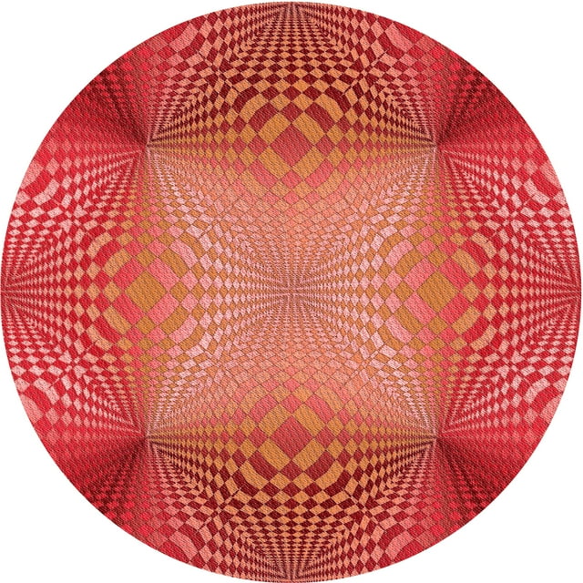 Ahgly Company Tapis d'Intérieur Lavables en Machine, Ronds, Rouges Transitionnels, 6' Ronds