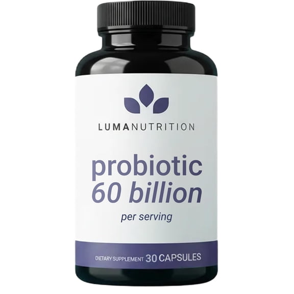 Luma Nutrition Probiotics 60 Billion CFU Per Serving with Prebiotics - Probiotics For Women - Probiotics For Men - Formulated For Digestive Health - 60 Capsules, 30 Servings