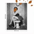 thumbnail image 3 of UXIEQU Vintage Woman Sitting On Toilet Canvas Wall Art Print 15.75x11.81 Inches, 3 of 8