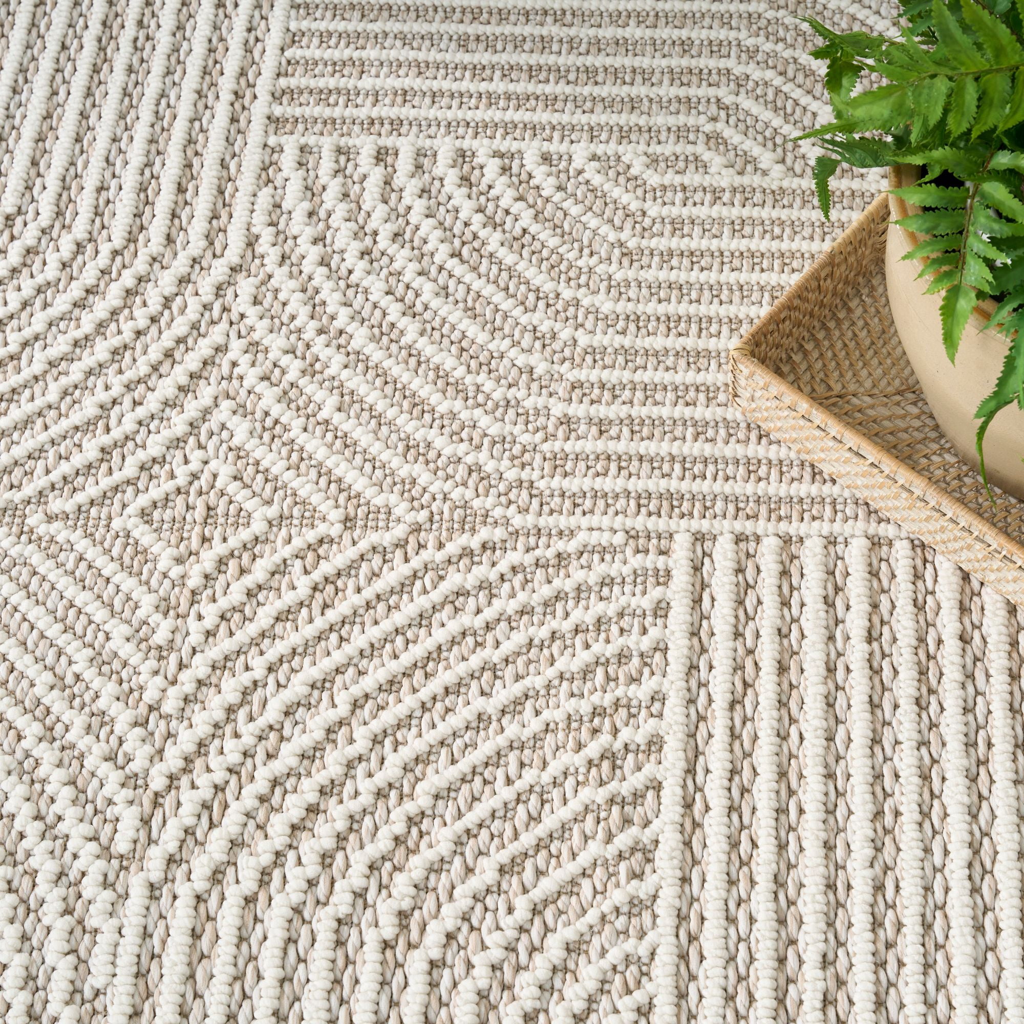 Nourison Textured Home 7'10" x 9'10" Beige Ivory Modern Indoor Area Rug