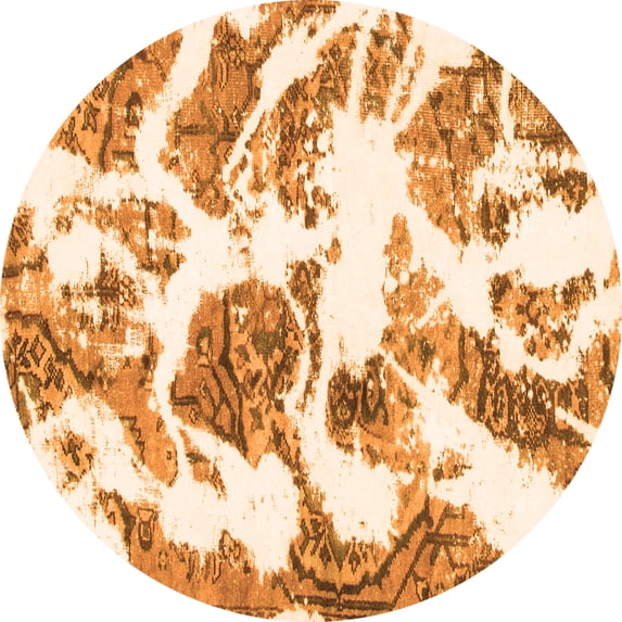 Ahgly Company Indoor Round Abstract Orange Modern Area Rugs, 6' Round