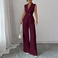 thumbnail image 7 of Stichou Suits 2 Piece Set for Women Sophisticated One Button Blazer Wide Leg Trousers Set Professional 2026 Office Work Casual Solid Outfits Purple 2XL, 7 of 7
