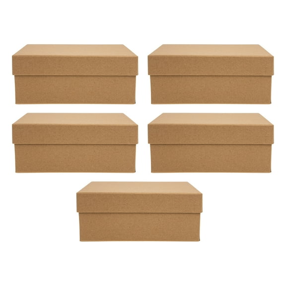 WORGEOUS  5 Pcs Kraft Paper Box Boxes with Lids for Presents Gift Shirt Bridesmaid Brown