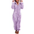 thumbnail image 1 of Pijamas de lana esponjosa con cremallera para mujer, ropa de dormir cálida con capucha para adultos, monos de talla grande 5XL, 2023 xuanjing  unisex, 1 of 2